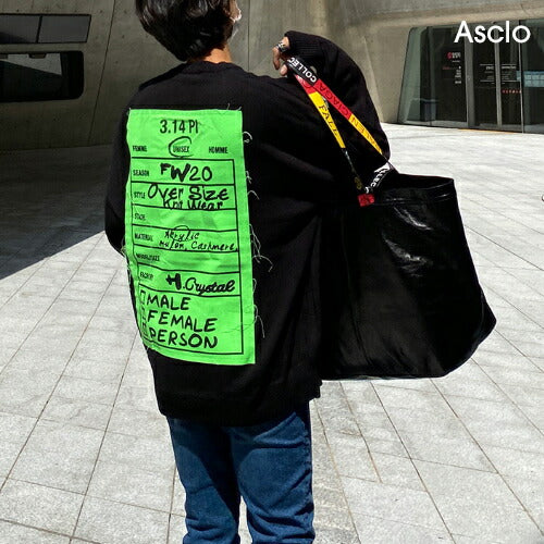 ASCLO(エジュクロ)ビッグラベルパッチラウンドニット