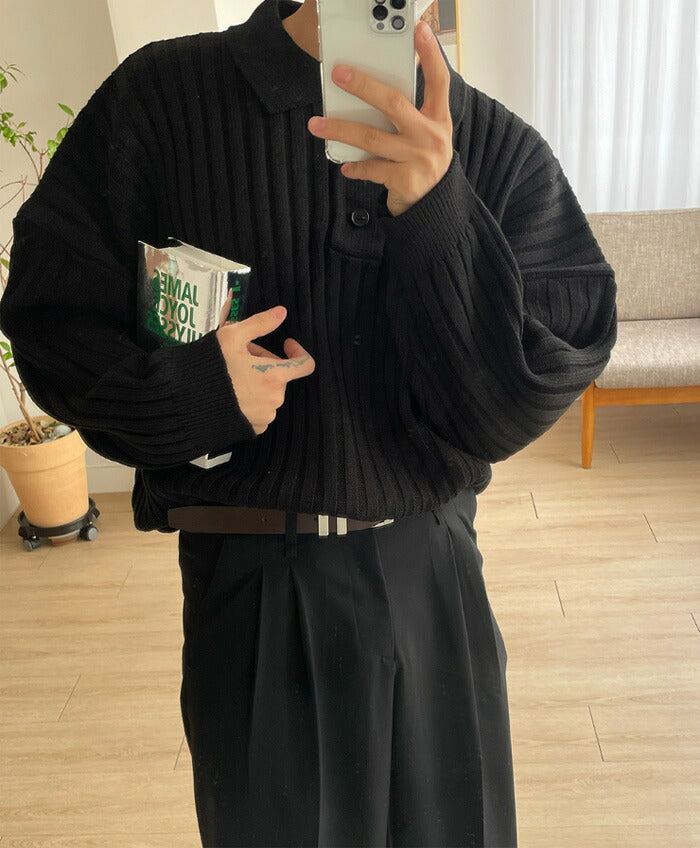 ASCLO(エジュクロ)ASCLO Rib Collar Knit