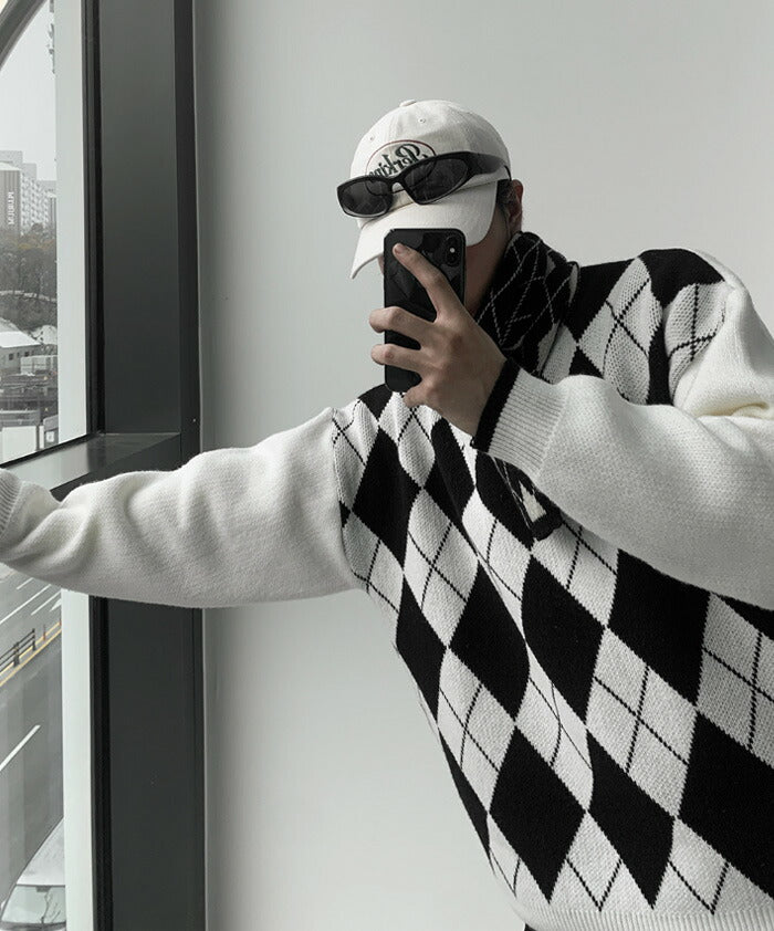 ASCLO(エジュクロ)ASCLO Argyle Front Knit