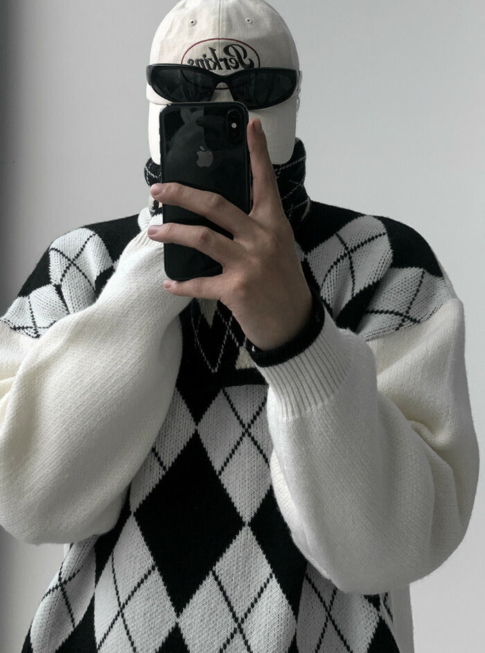 ASCLO(エジュクロ)ASCLO Argyle Front Knit