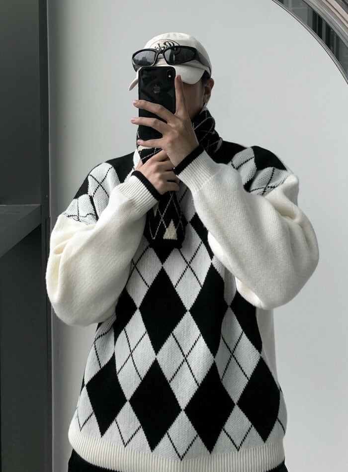 ASCLO(エジュクロ)ASCLO Argyle Front Knit