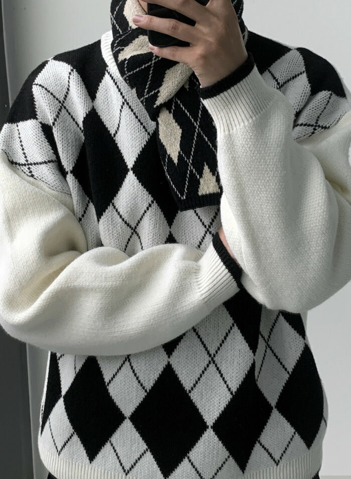ASCLO(エジュクロ)ASCLO Argyle Front Knit
