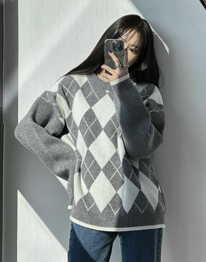 ASCLO(エジュクロ)ASCLO Argyle Front Knit
