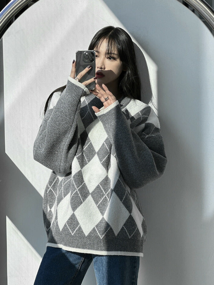 ASCLO(エジュクロ)ASCLO Argyle Front Knit