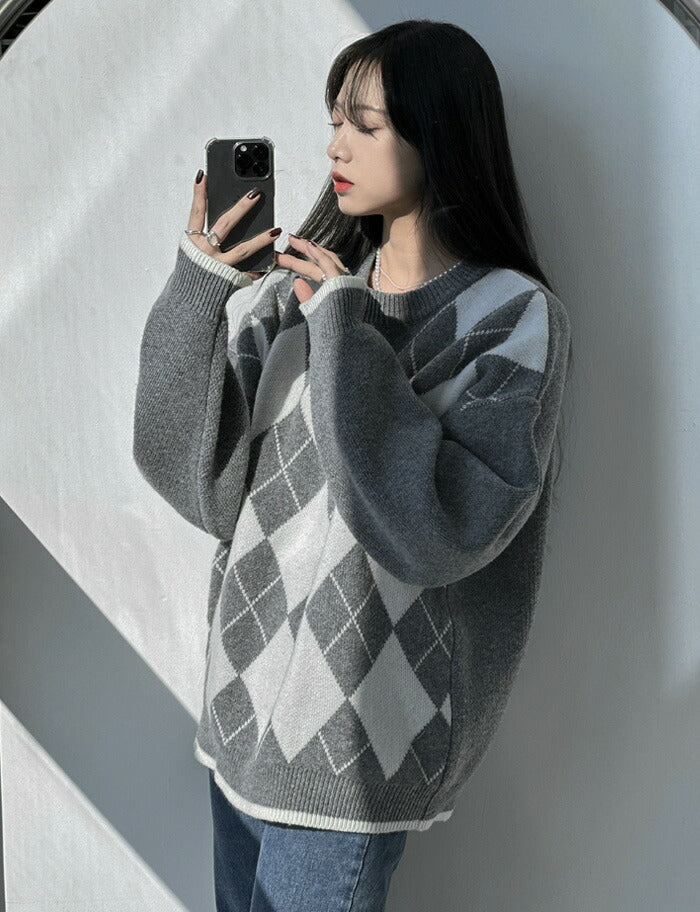 ASCLO(エジュクロ)ASCLO Argyle Front Knit