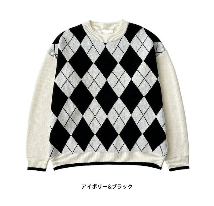 ASCLO(エジュクロ)ASCLO Argyle Front Knit
