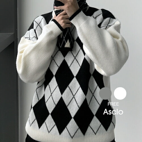 ASCLO(エジュクロ)ASCLO Argyle Front Knit