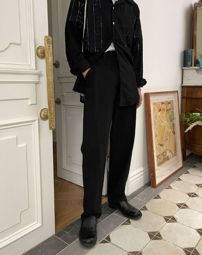 ASCLO(エジュクロ)Dro Black Side One Tuck Pants (9221)