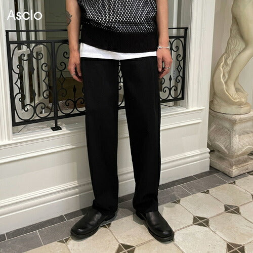 ASCLO(エジュクロ)Dro Black Side One Tuck Pants (9221)