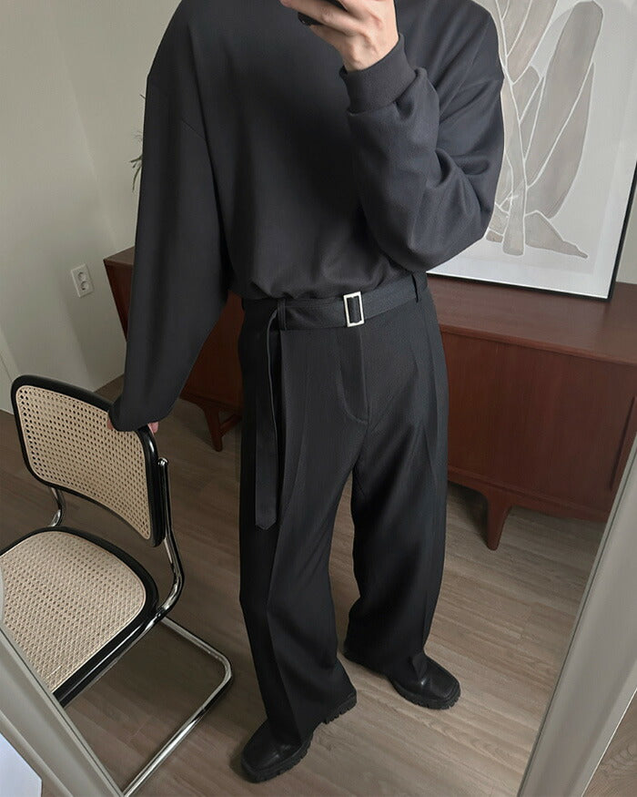 ASCLO(エジュクロ)Bell Rectangle Belt Wide Slacks