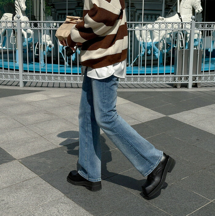 ASCLO(エジュクロ)+5cm Sand Brush Denim Pants