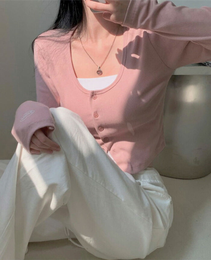 Beidelli(ベイデリ)メルティングUネッククロップドカーディガン