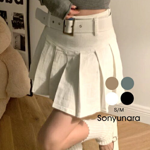 ★SONA(ソナ)レトロAラインプリーツベルトミニスカート