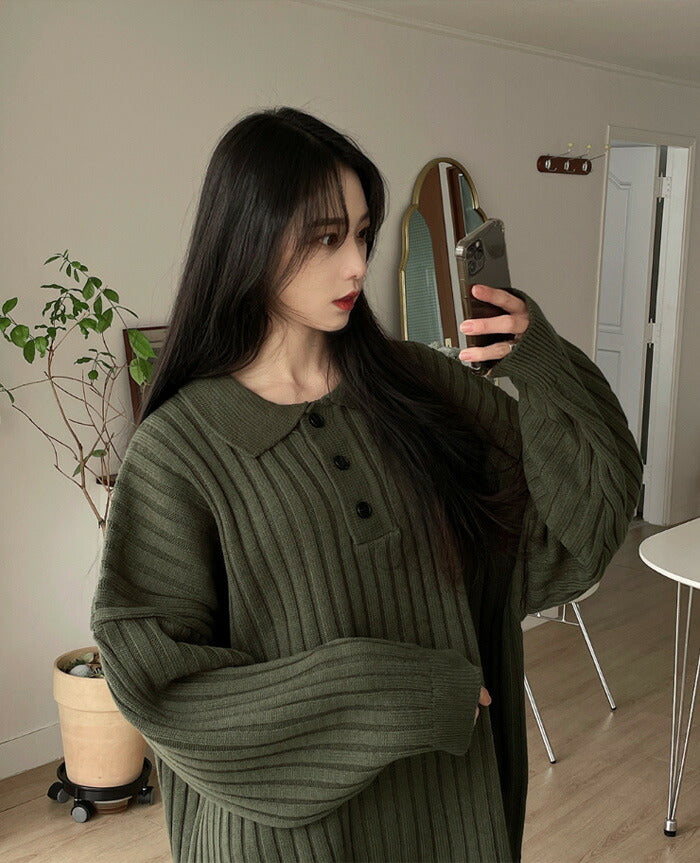 ASCLO(エジュクロ)ASCLO Rib Collar Knit