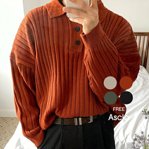 ASCLO(エジュクロ)ASCLO Rib Collar Knit