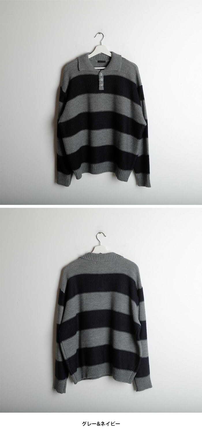 ASCLO(エジュクロ)Dro Border Collar Knit – 3rd Spring