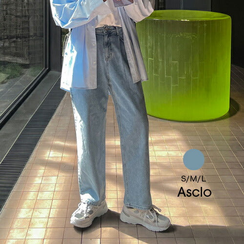 ASCLO(エジュクロ)Indigo Washed One Tuck Denim Pants (7913)