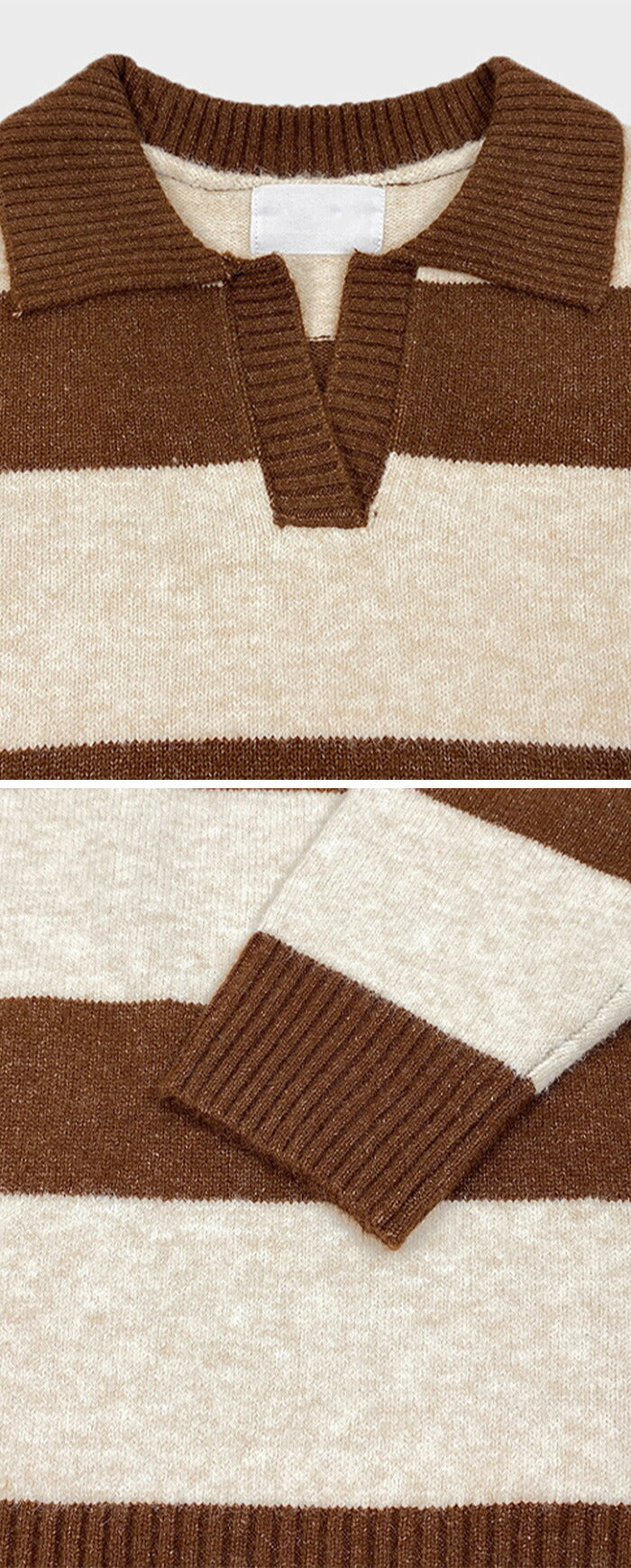 ASCLO(エジュクロ)ASCLO Open Collar Border Knit