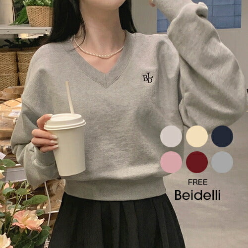 Beidelli(ベイデリ)[BELLIDE MADE] パステルVネッククロップドスウェット