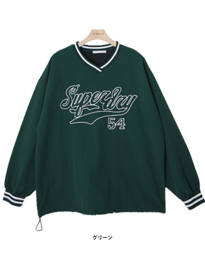 SHOPPERLAND(ショッパーランド)Embroidery Lettering V-neck Sweat Shirt